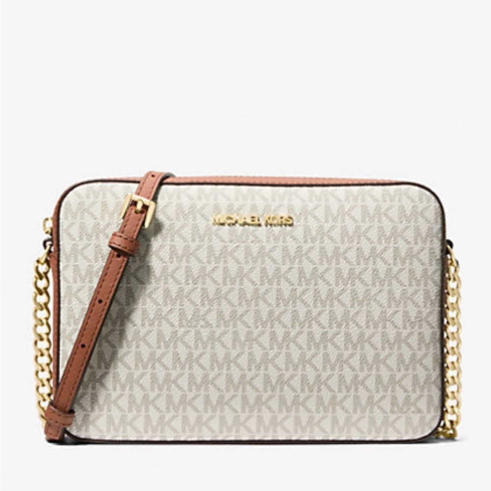 Michael Kors Cream and Tan Crossbody Bag